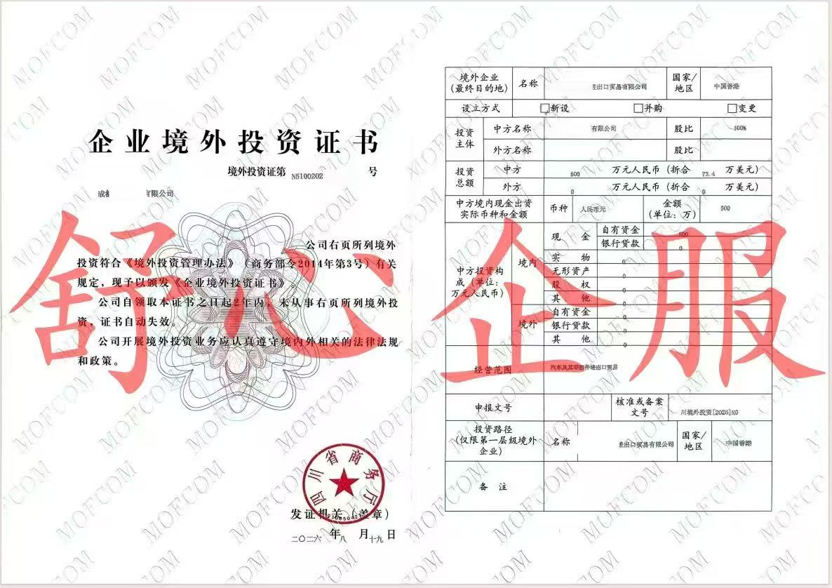 ODI备案成功案例